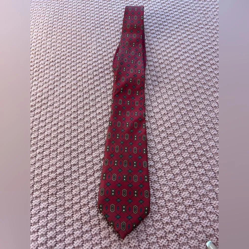 Oscar de la Renta Red Geometric Pattern Tie
